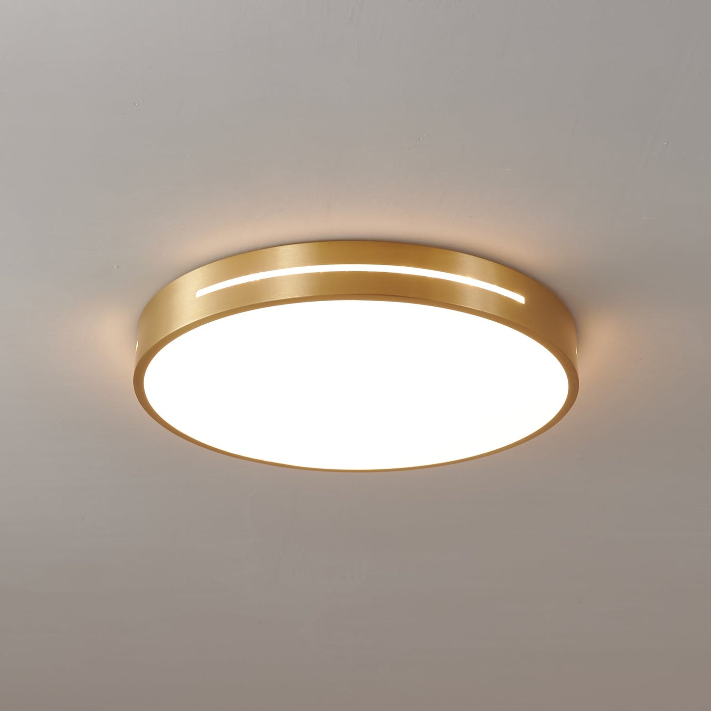 Isalun | Minimalist Brass Geometric Flush Mount Ceiling Light