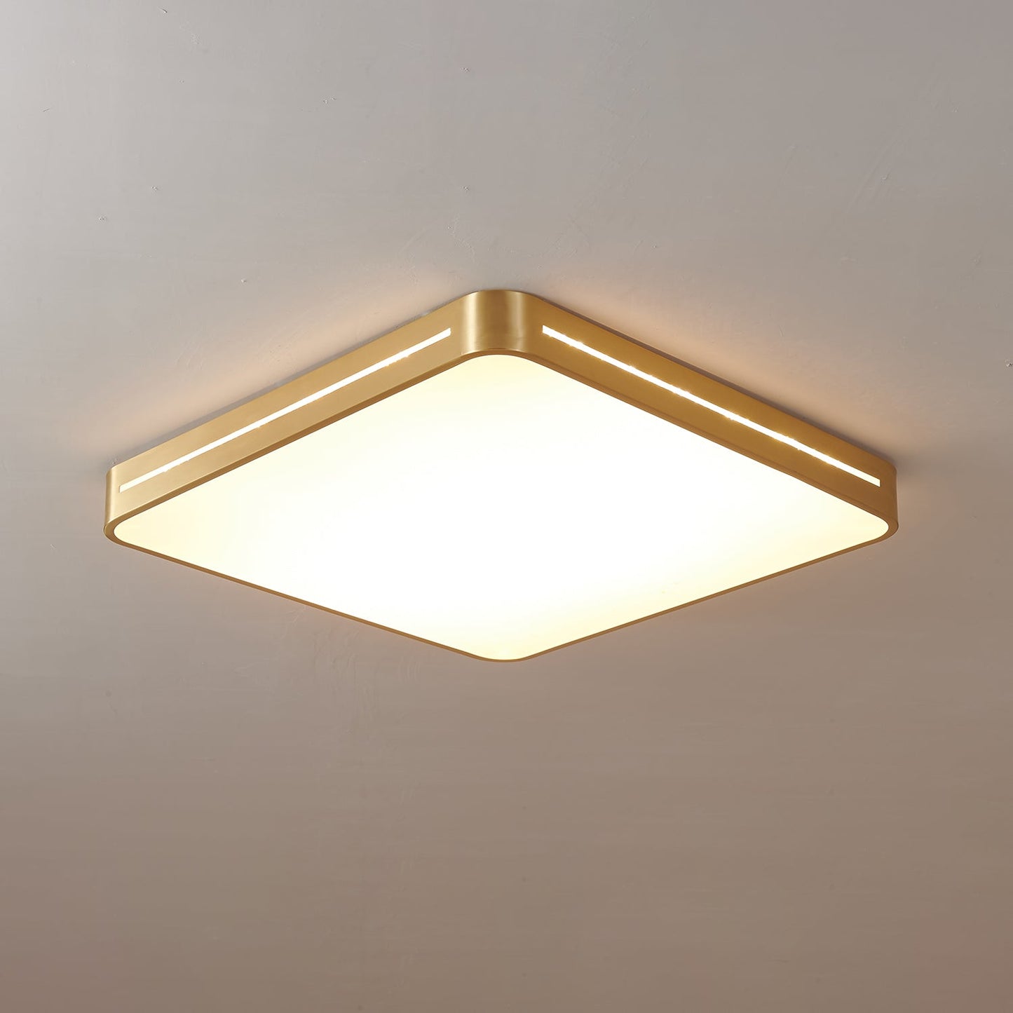 Isalun | Minimalist Brass Geometric Flush Mount Ceiling Light