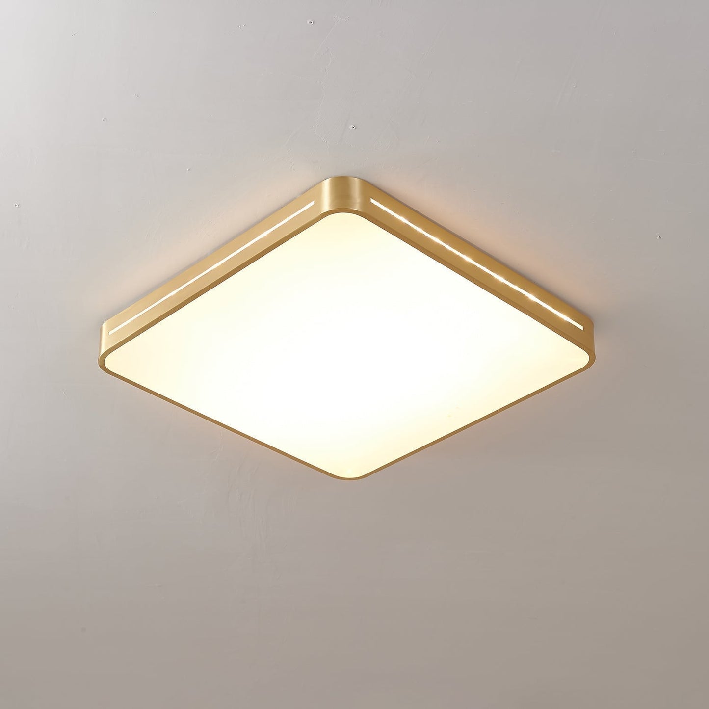 Isalun | Minimalist Brass Geometric Flush Mount Ceiling Light