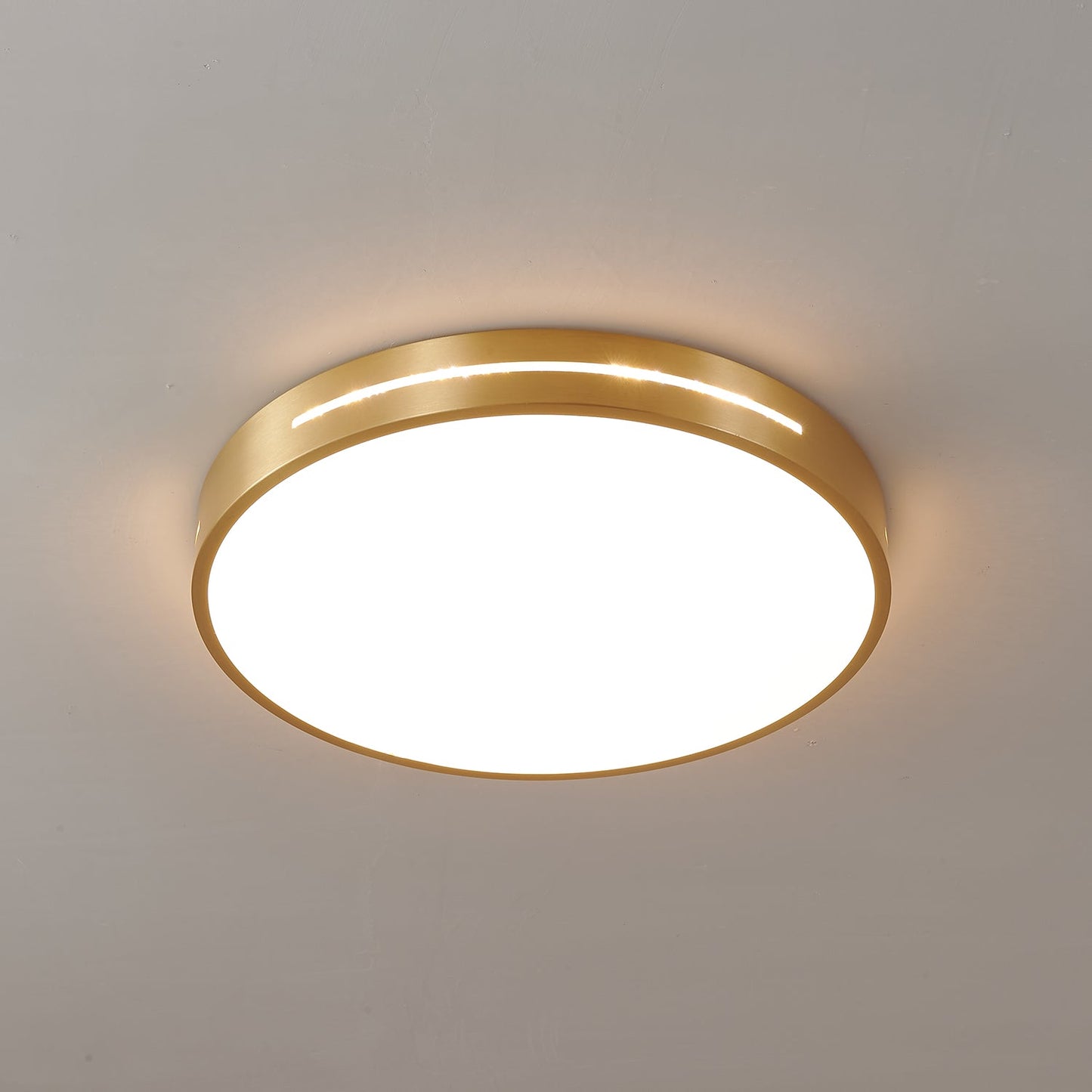 Isalun | Minimalist Brass Geometric Flush Mount Ceiling Light