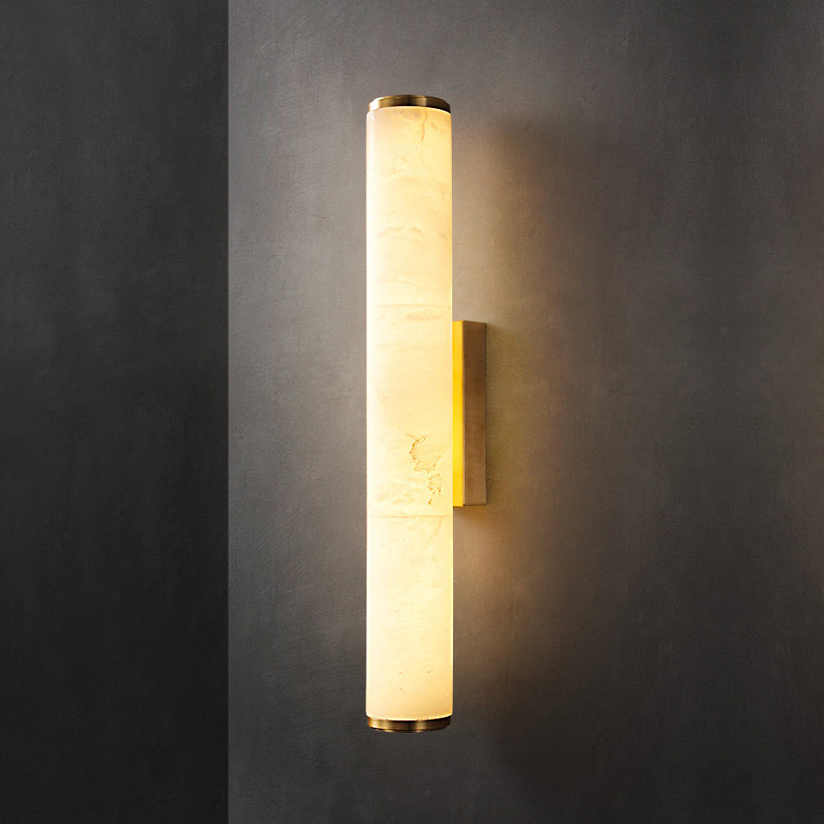 Aristhos | Minimalist Linear Alabaster and Brass Wall Light