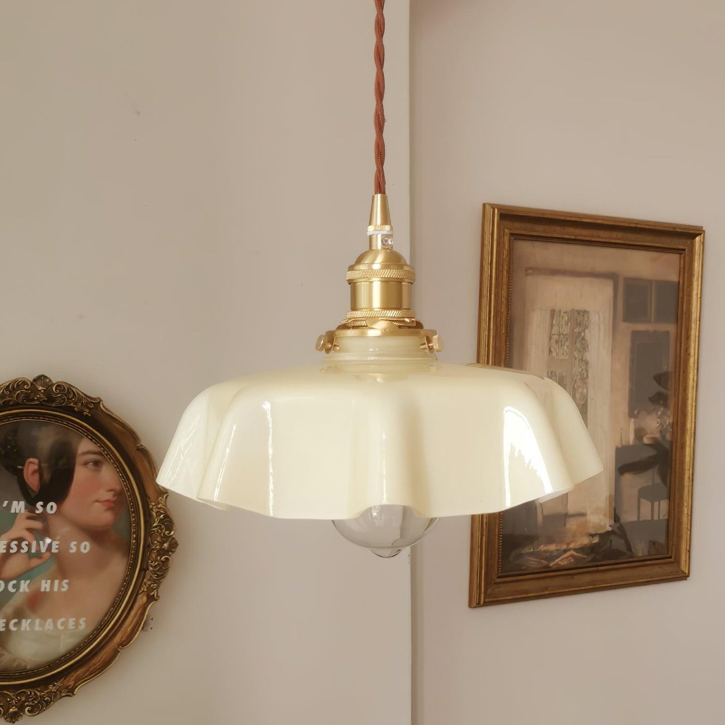 Kelvarna | Vintage Pleated Glass Fluted Pendant Light
