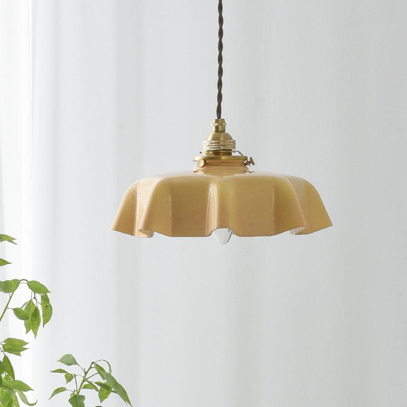 Kelvarna | Vintage Pleated Glass Fluted Pendant Light