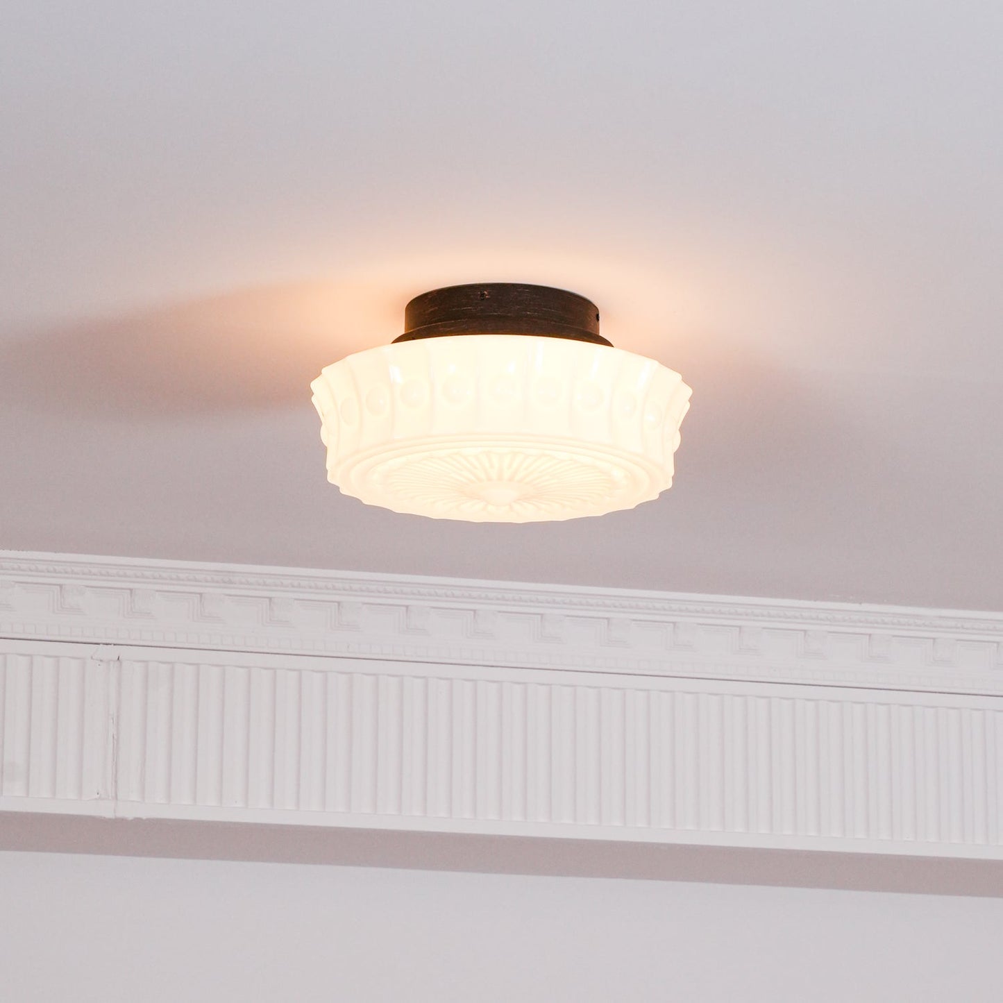 Solvendi | Minimalist Geometric Glass Bowl Semi Flush Ceiling Light
