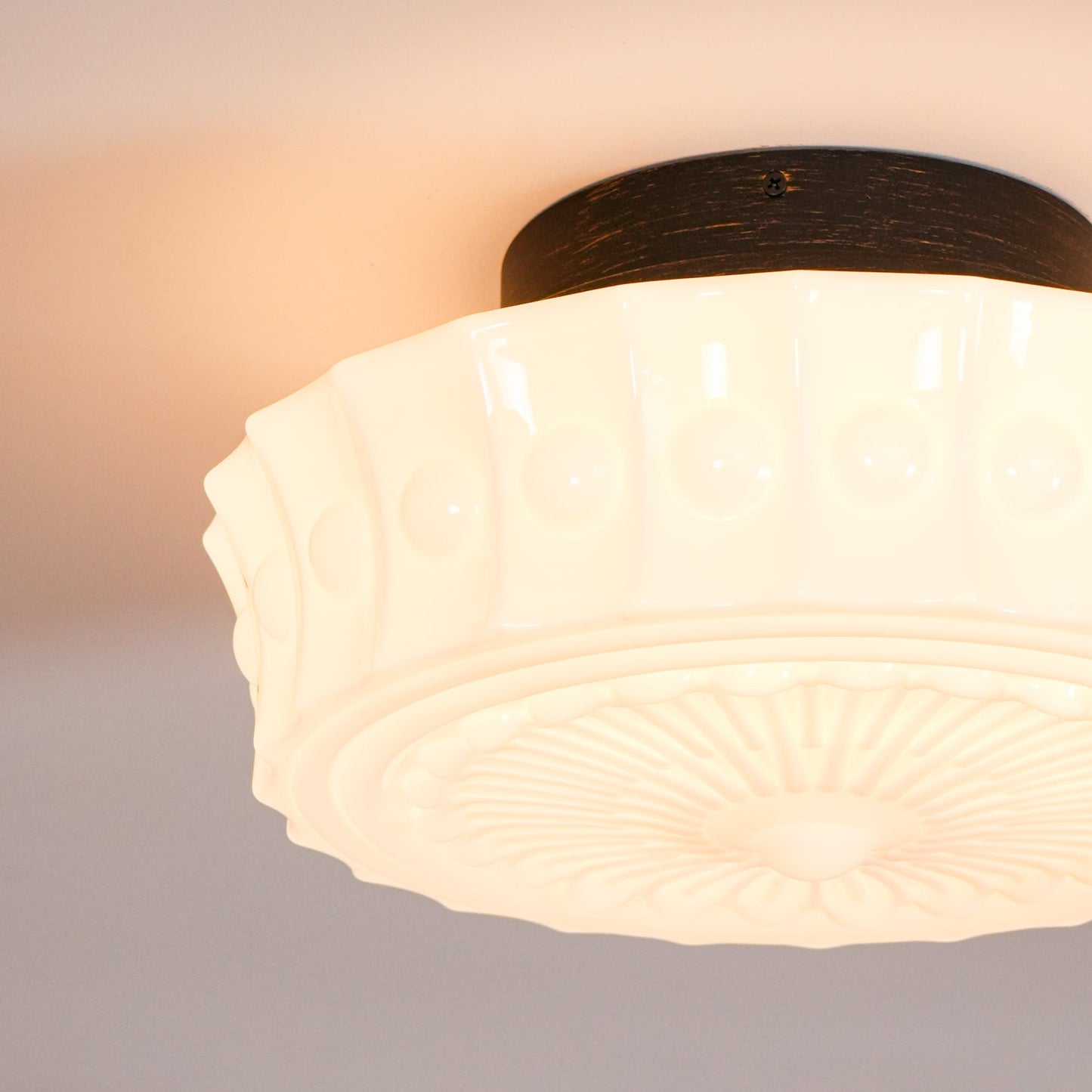Solvendi | Minimalist Geometric Glass Bowl Semi Flush Ceiling Light