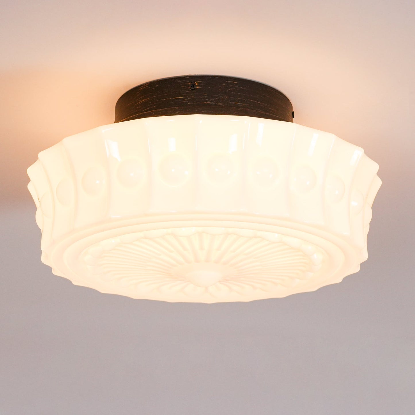 Solvendi | Minimalist Geometric Glass Bowl Semi Flush Ceiling Light