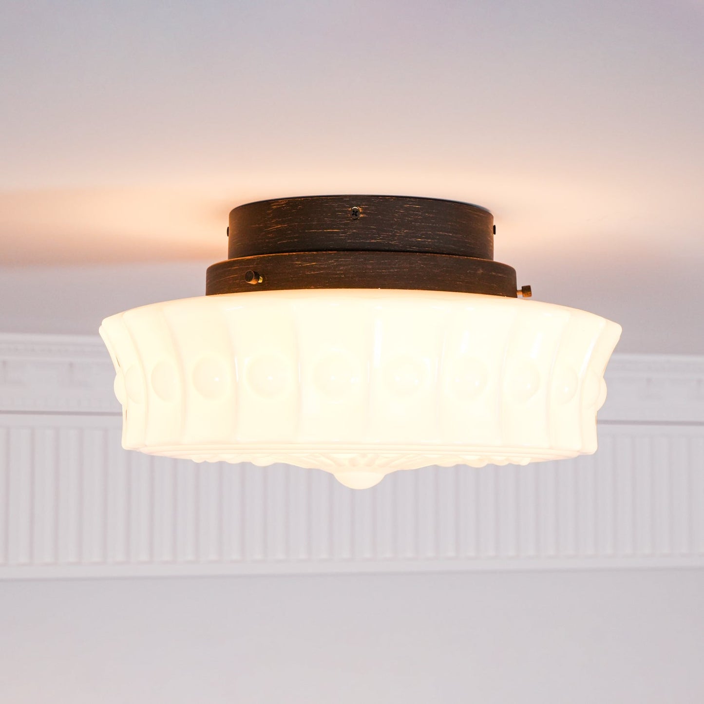 Solvendi | Minimalist Geometric Glass Bowl Semi Flush Ceiling Light