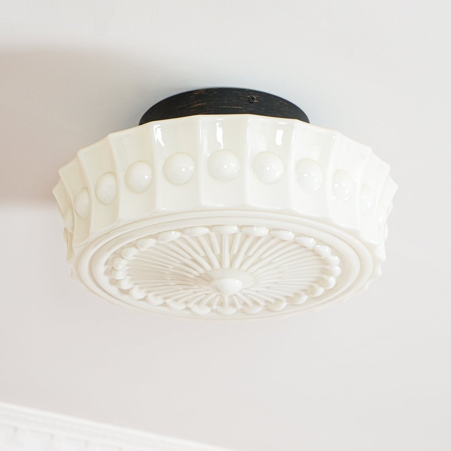Solvendi | Minimalist Geometric Glass Bowl Semi Flush Ceiling Light