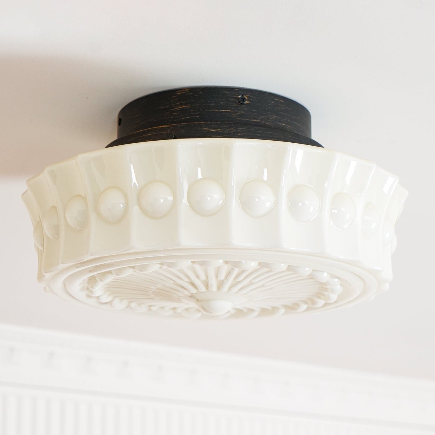 Solvendi | Minimalist Geometric Glass Bowl Semi Flush Ceiling Light