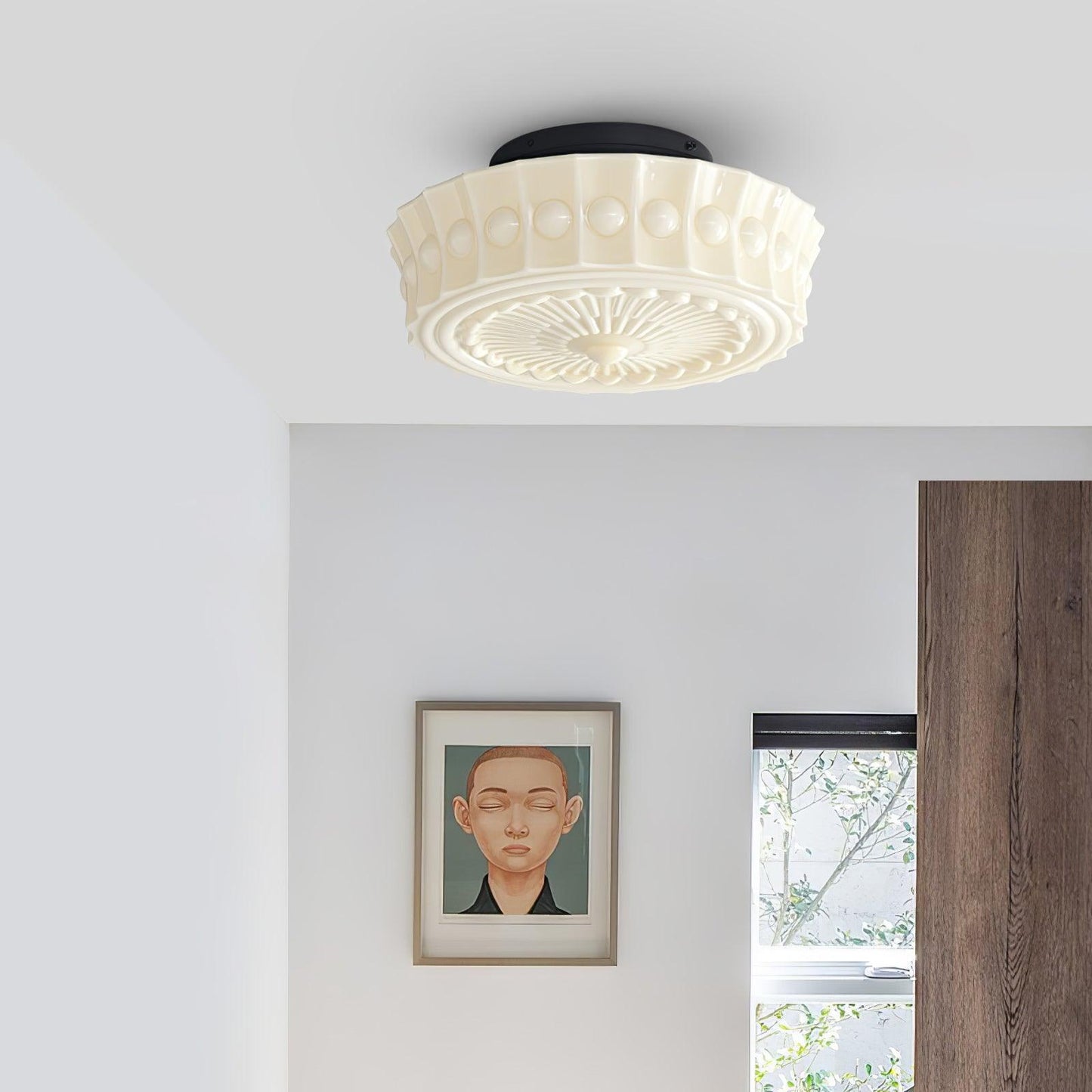Solvendi | Minimalist Geometric Glass Bowl Semi Flush Ceiling Light