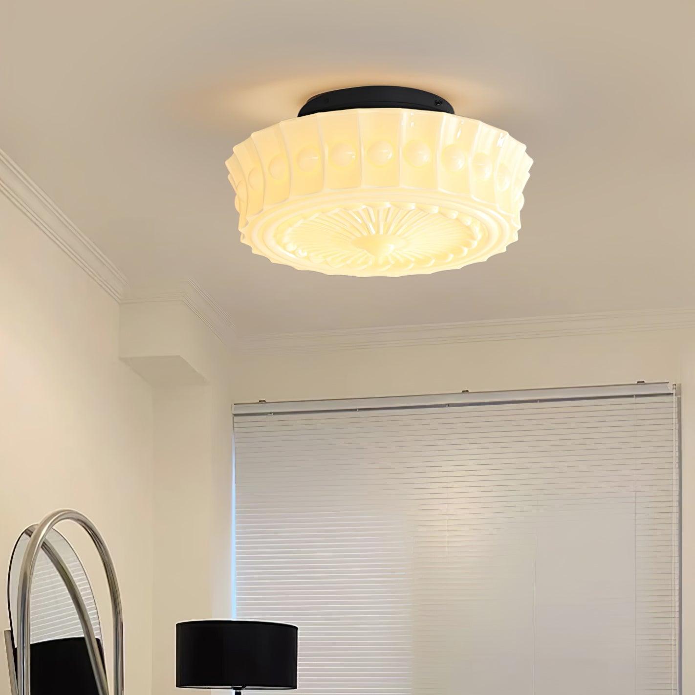 Solvendi | Minimalist Geometric Glass Bowl Semi Flush Ceiling Light