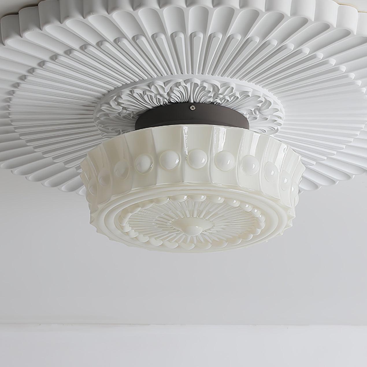 Solvendi | Minimalist Geometric Glass Bowl Semi Flush Ceiling Light