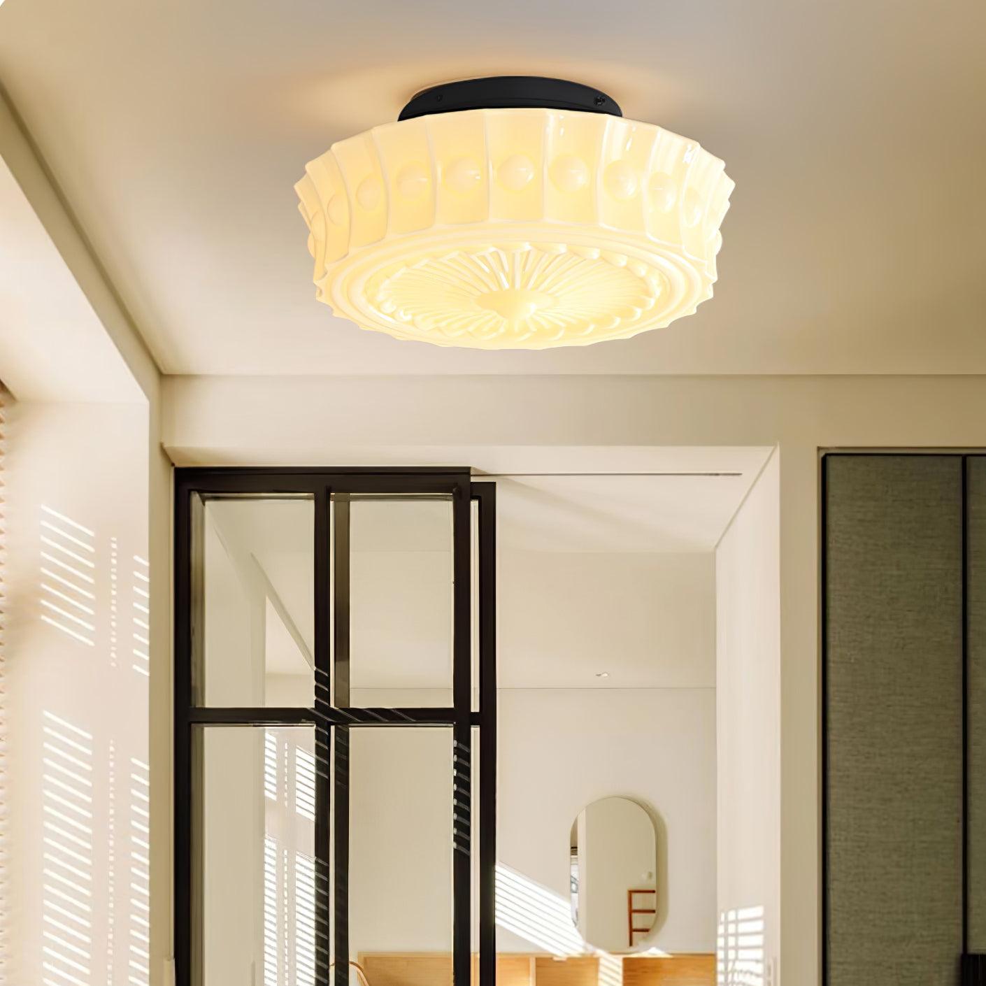 Solvendi | Minimalist Geometric Glass Bowl Semi Flush Ceiling Light