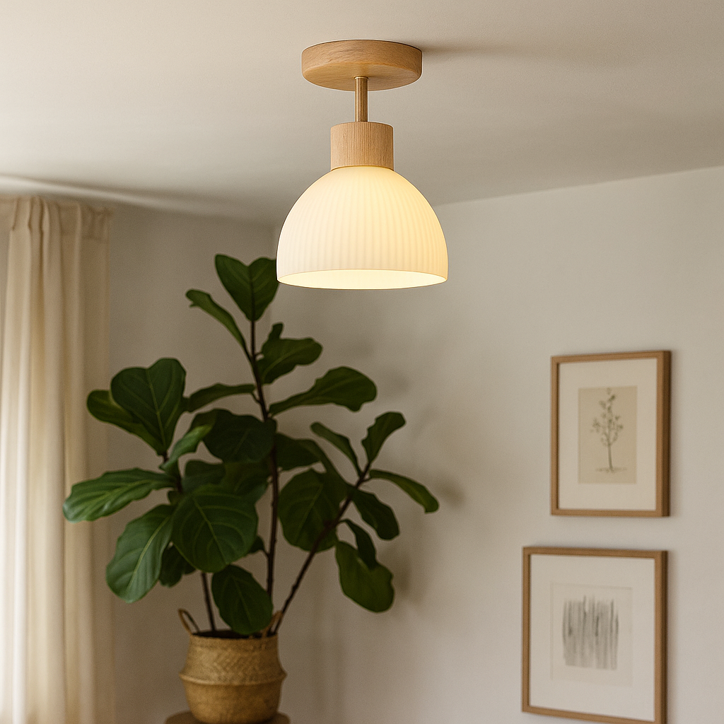 Lignis | Modern Scandinavian Wooden Flush Mount Ceiling Light