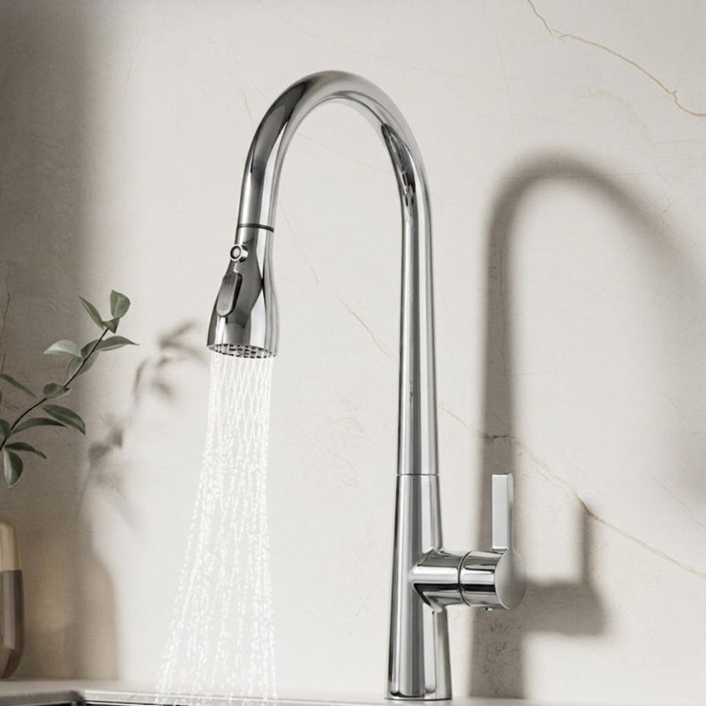 Lyvrune | Professional Arched Profile Retractable Spout Kitchen Sink Mixer Tap