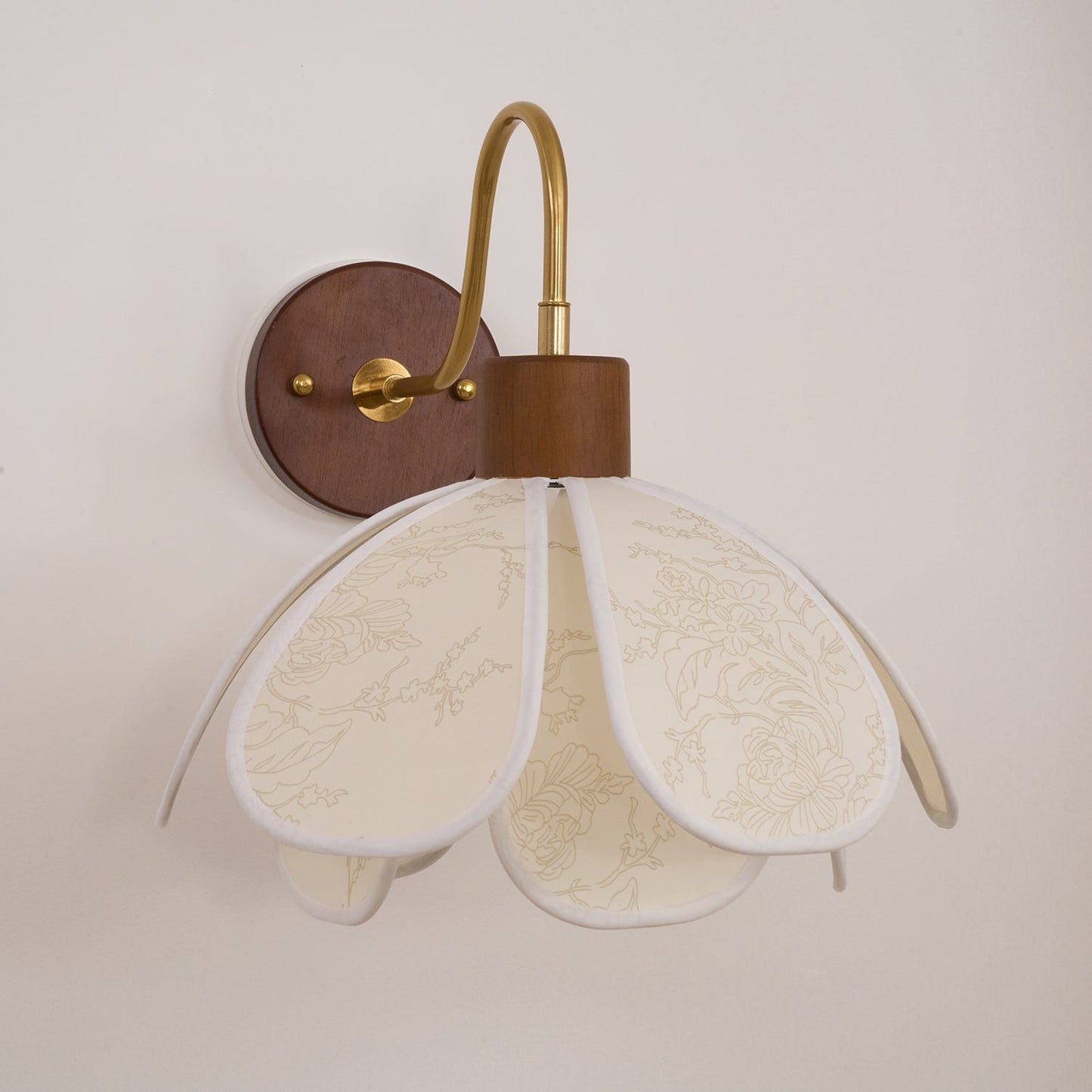 Thalix | Sculptural Floral Petal Wood Fabric Wall Light