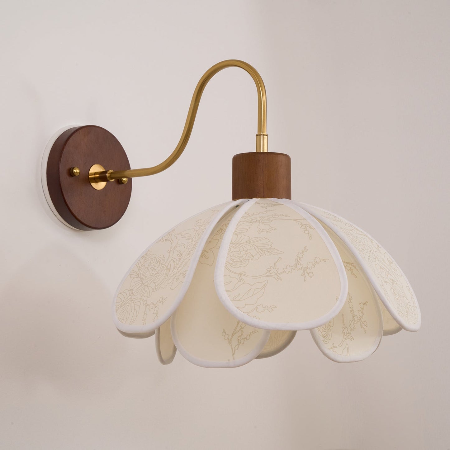 Thalix | Sculptural Floral Petal Wood Fabric Wall Light