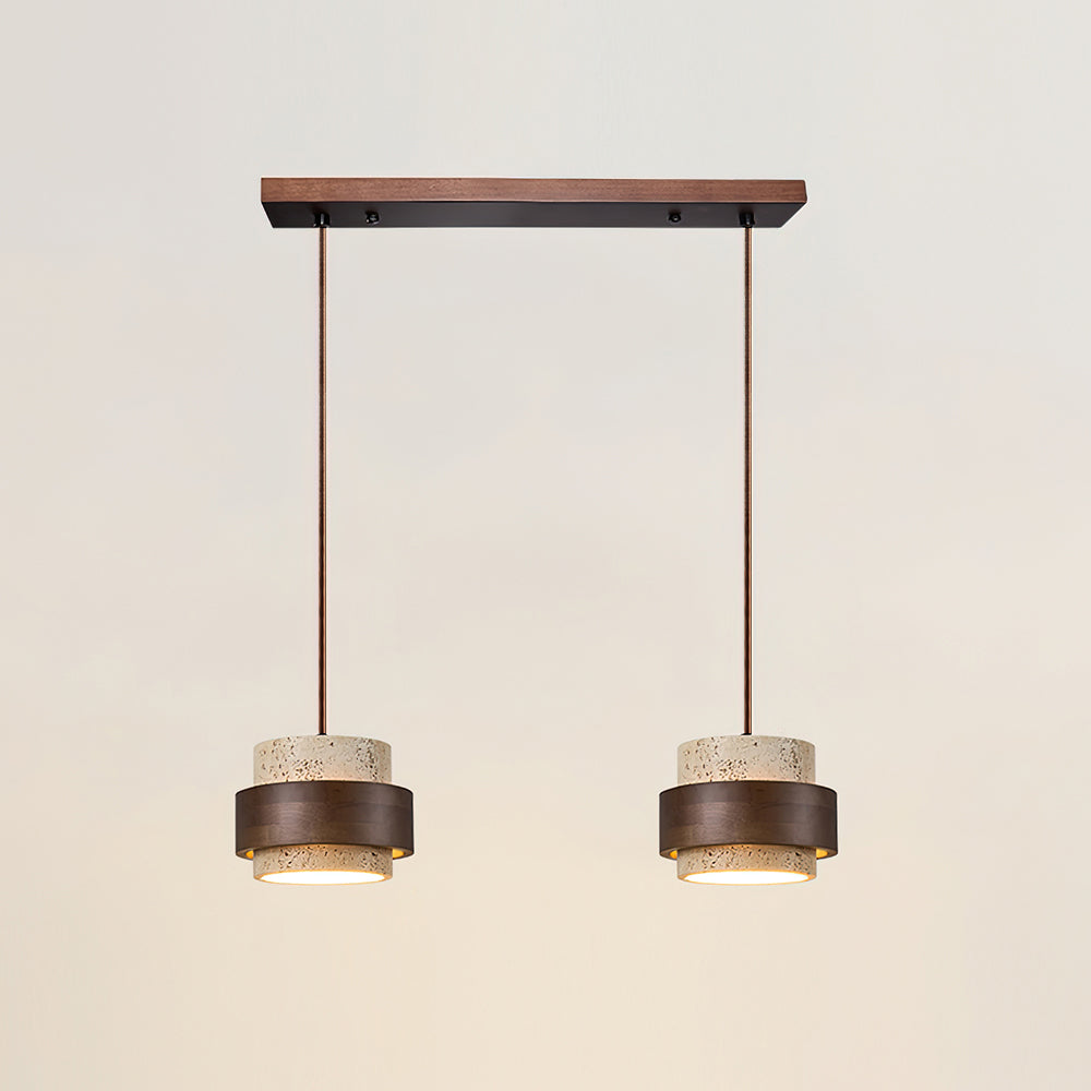 Perra | Natural Cylindrical Travertine Stone Pendant Light