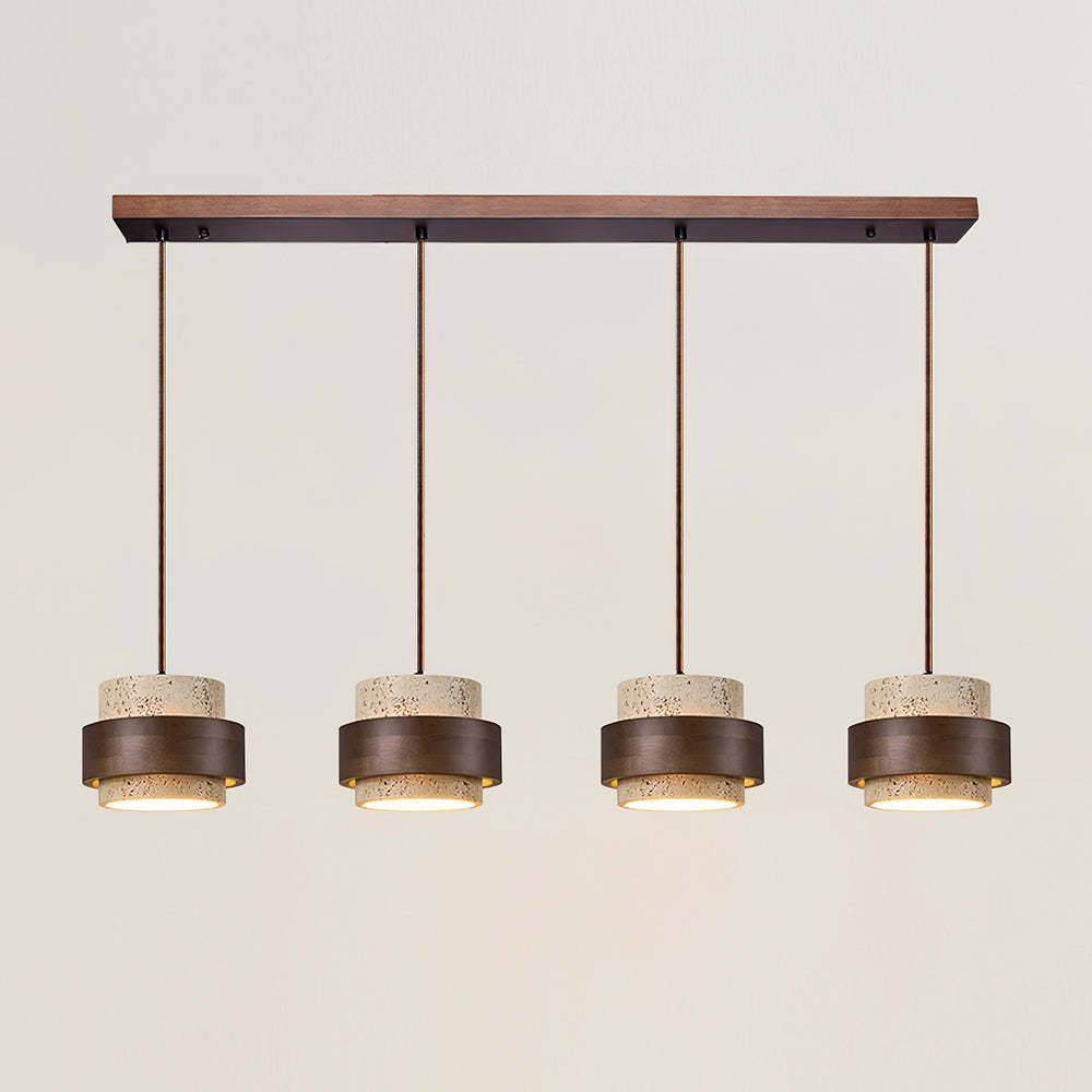 Perra | Natural Cylindrical Travertine Stone Pendant Light
