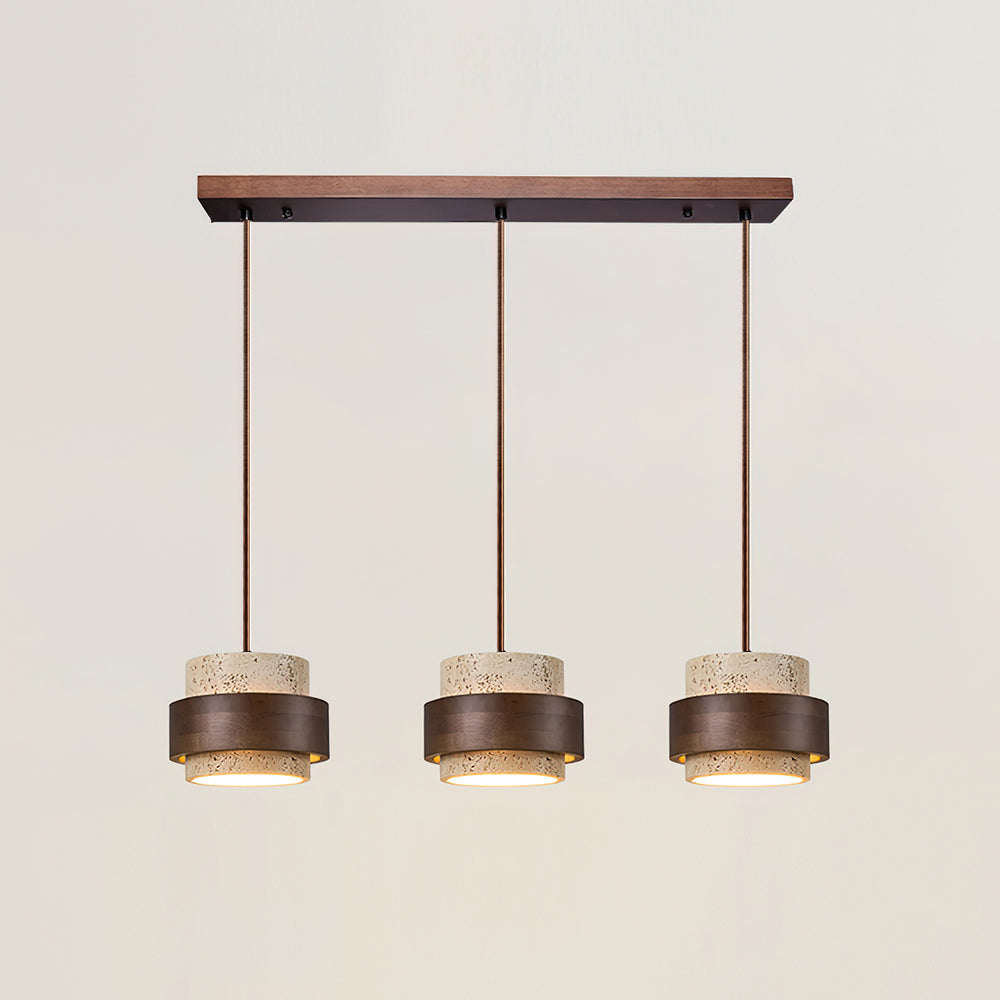 Perra | Natural Cylindrical Travertine Stone Pendant Light