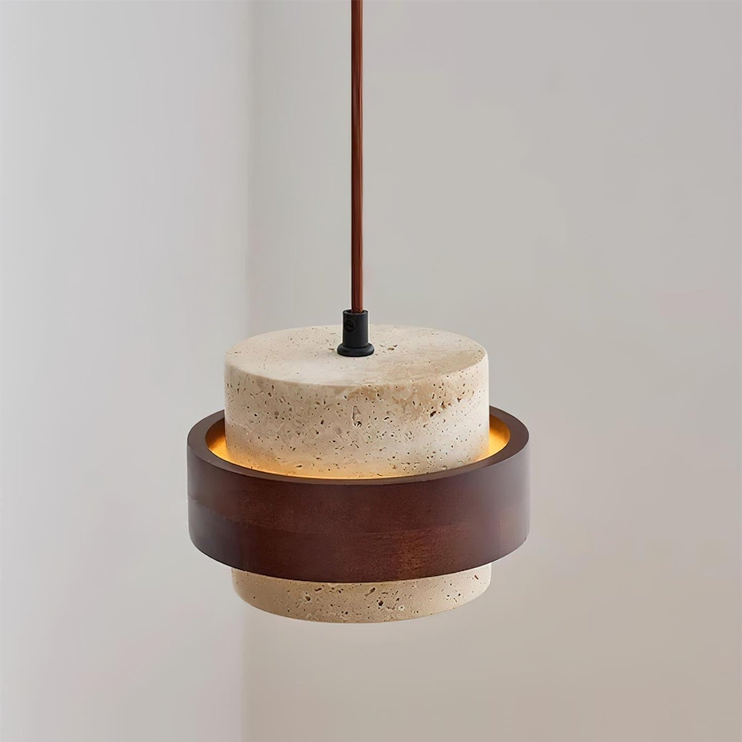Perra | Natural Cylindrical Travertine Stone Pendant Light