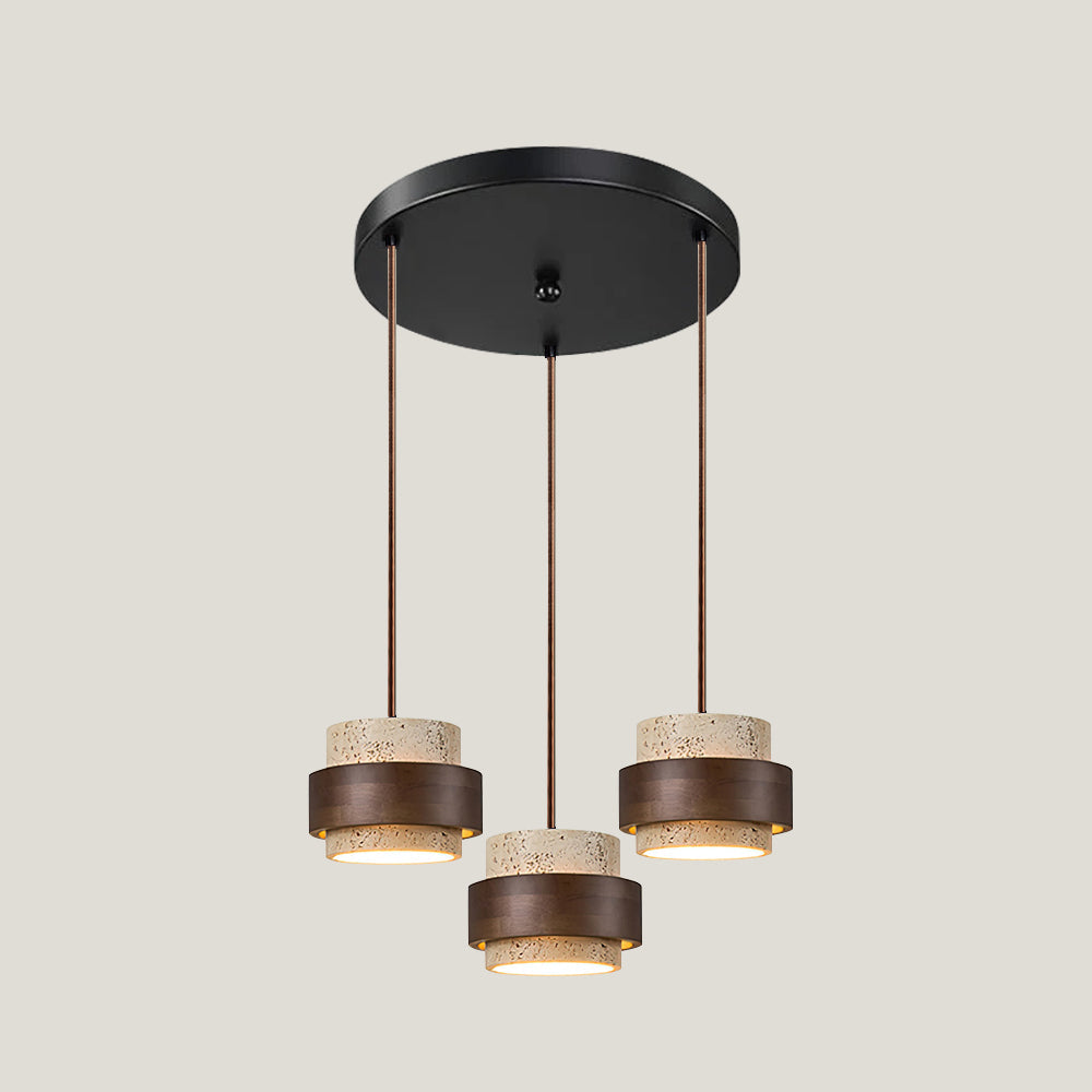 Perra | Natural Cylindrical Travertine Stone Pendant Light