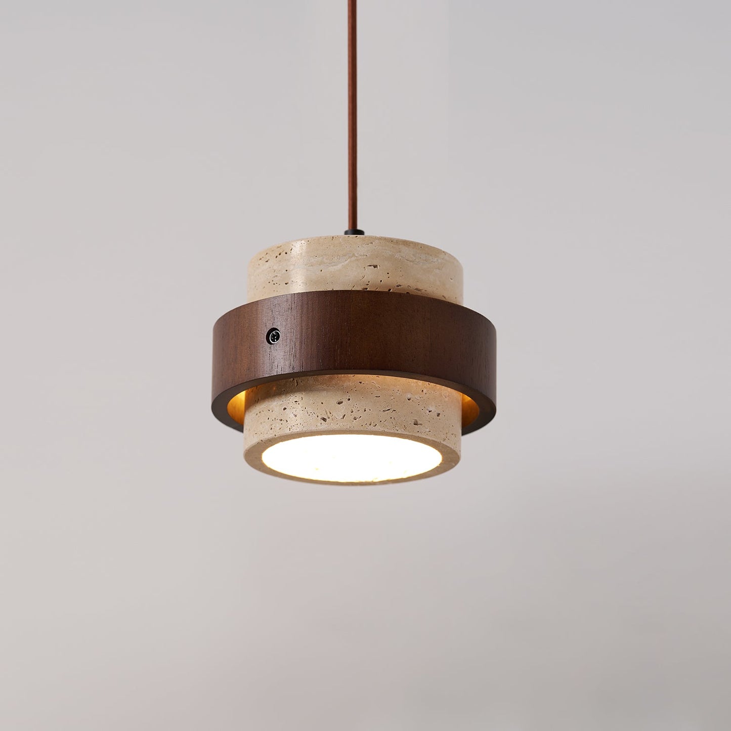 Perra | Natural Cylindrical Travertine Stone Pendant Light