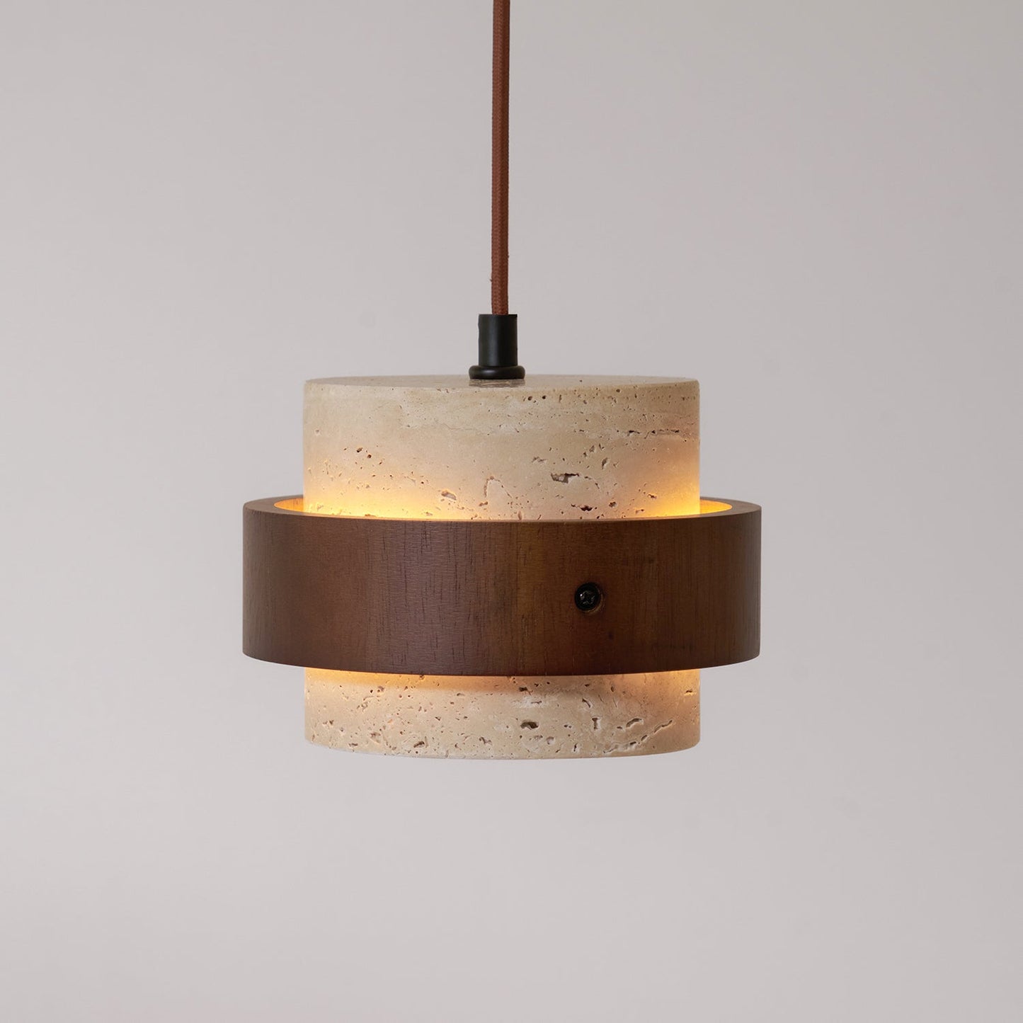 Perra | Natural Cylindrical Travertine Stone Pendant Light