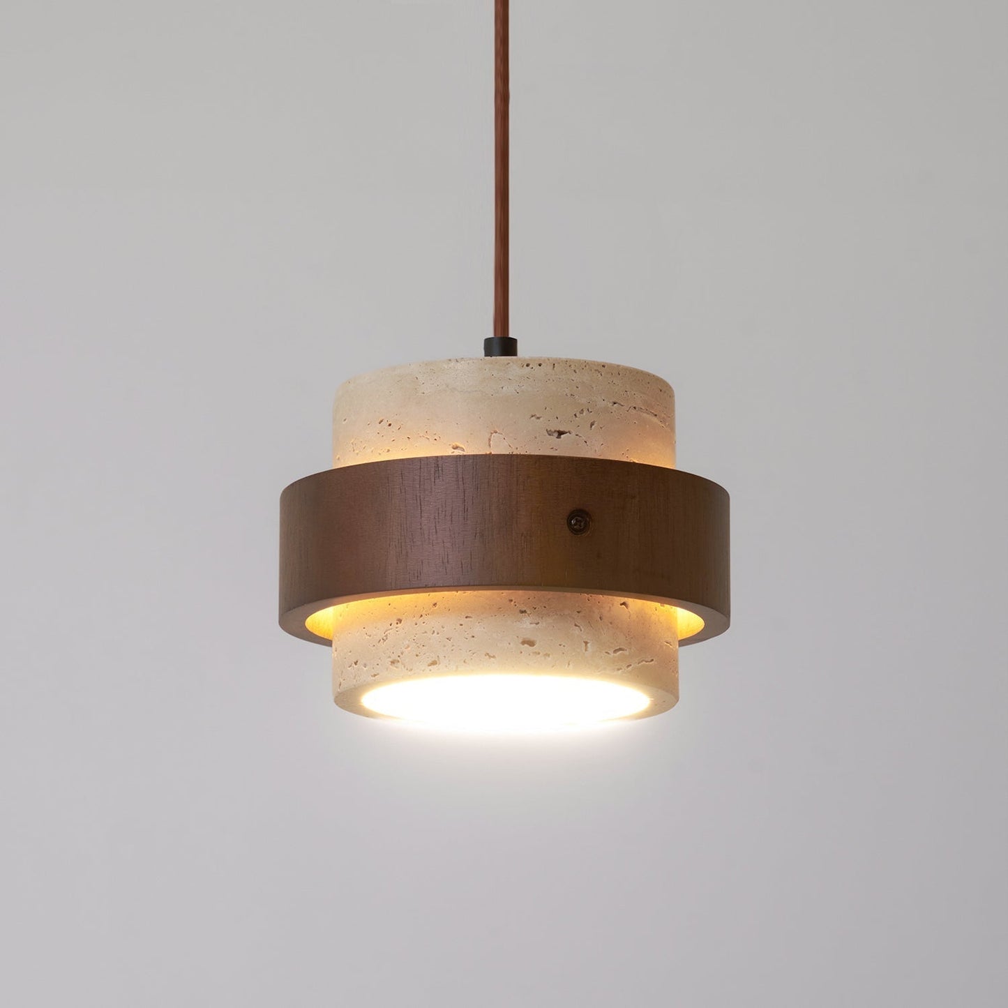 Perra | Natural Cylindrical Travertine Stone Pendant Light