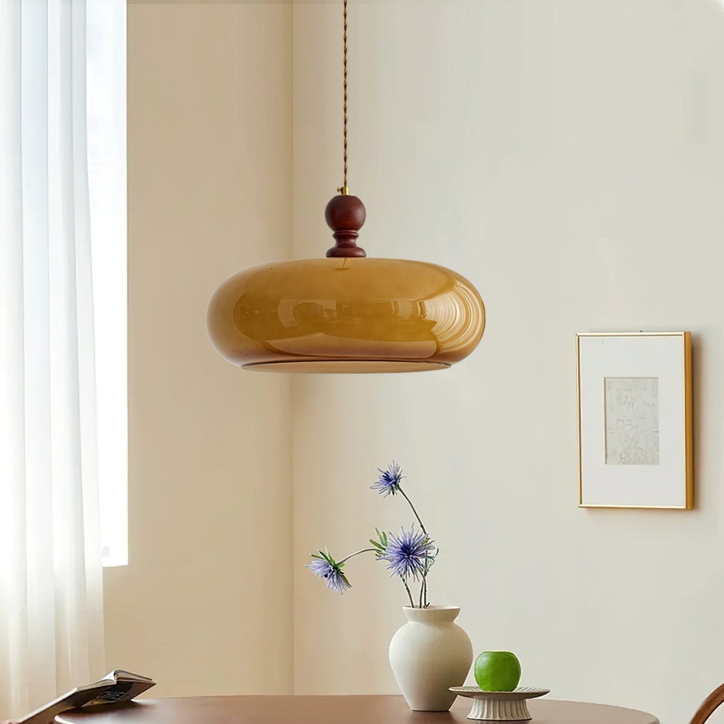 Valnord | Nordic Curvaceous Amber Glass Pendant Light