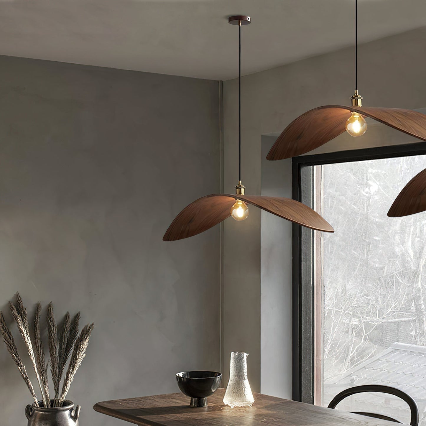 Kjelden | Nordic Sculptural Ash Wood Wave Pendant Light