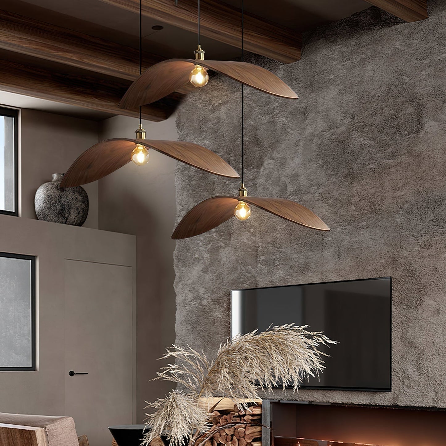Kjelden | Nordic Sculptural Ash Wood Wave Pendant Light