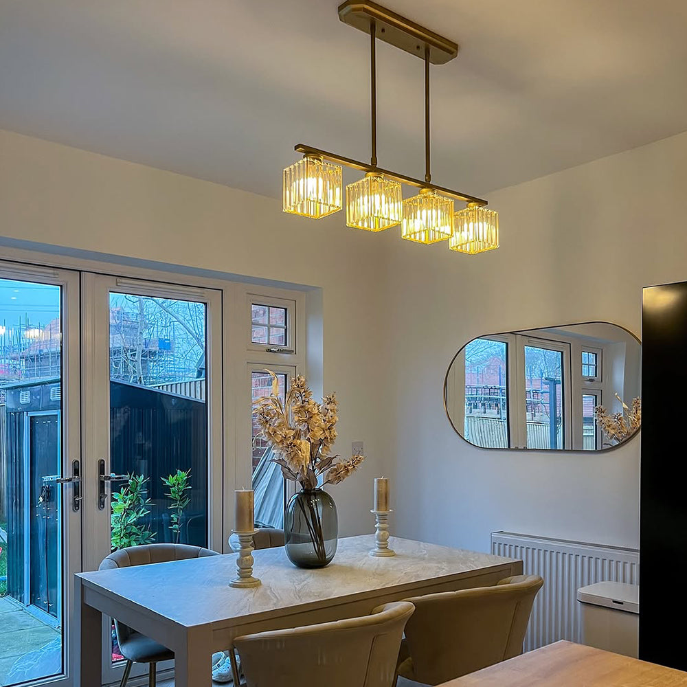 Claris | Nordic Multi Head Linear Ribbed Glass Chandelier