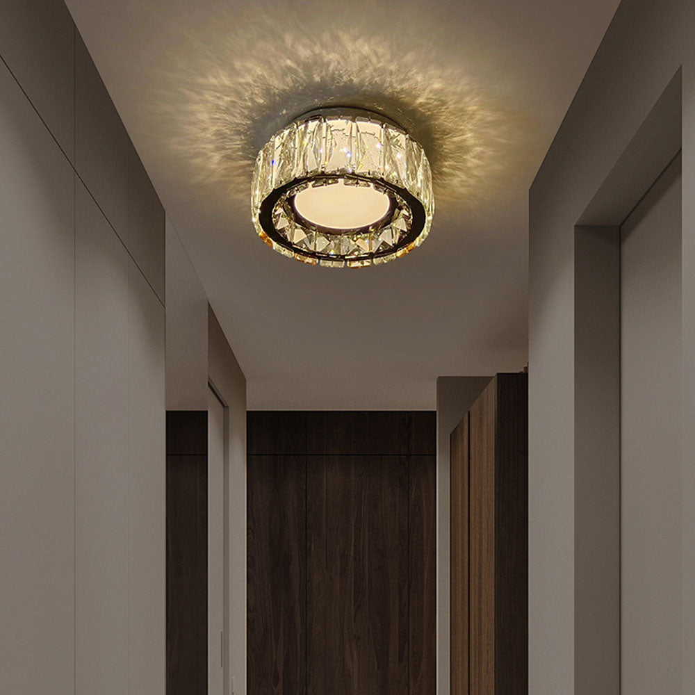 Crysta | Luxury Round Crystal Flush Mount Ceiling Light