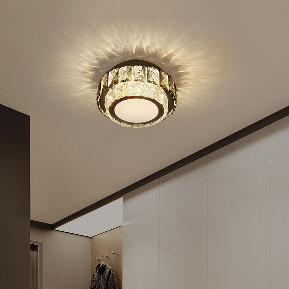 Crysta | Luxury Round Crystal Flush Mount Ceiling Light