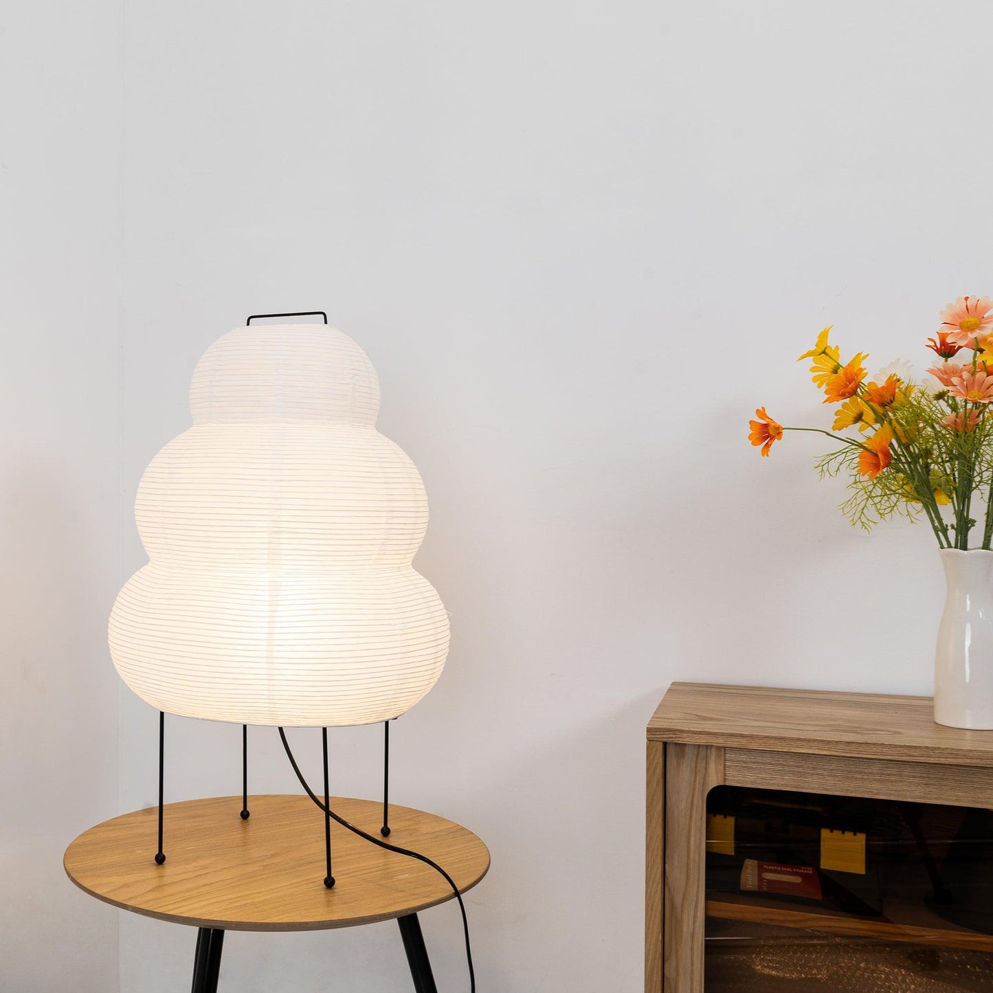 Kryntaleo | Japanese Ribbed Bamboo Silhouette Oriental Accent Table Lamp