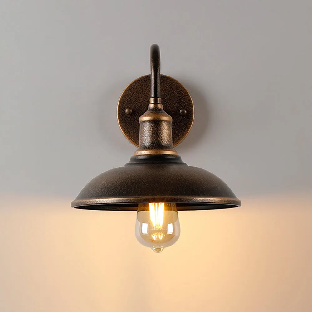 Eldenstyr | Vintage Bowl Silhouette Rustic Metal Sconce Wall Light