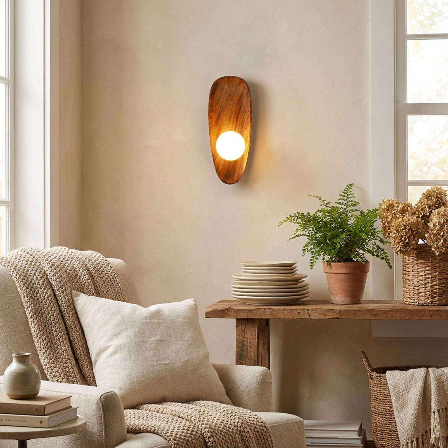 Merivane | Organic Texture Glass Timber Sconce Wall Light