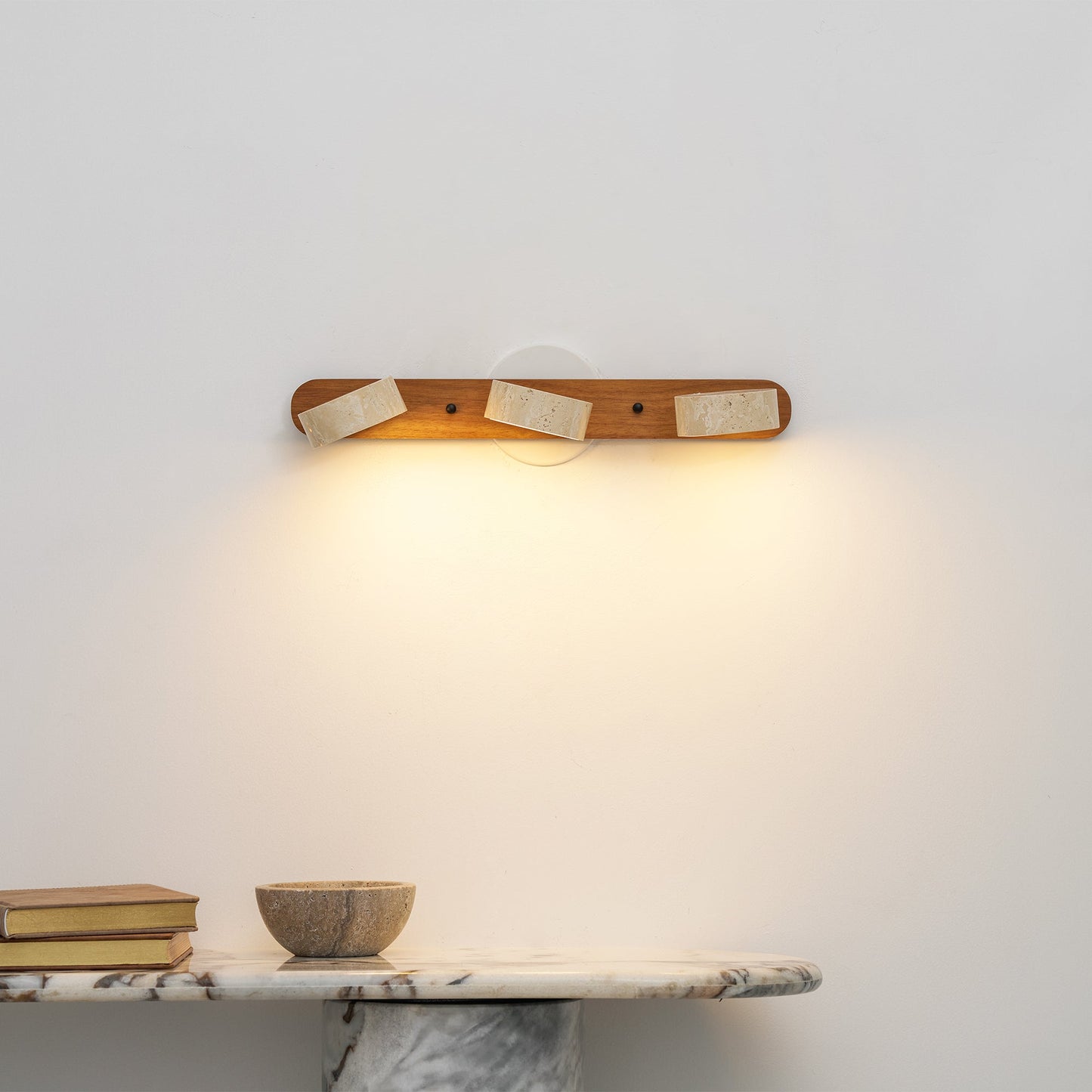 Nyxoris | Geometric Textured Travertine Vanity Wall Light