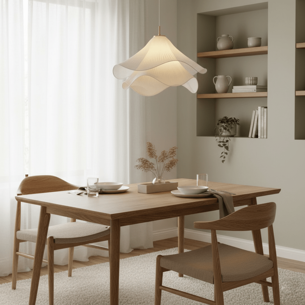 Corisande | Layered Pleated Fabric Floral Pendant Light