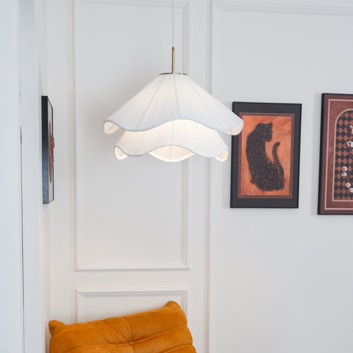 Corisande | Layered Pleated Fabric Floral Pendant Light