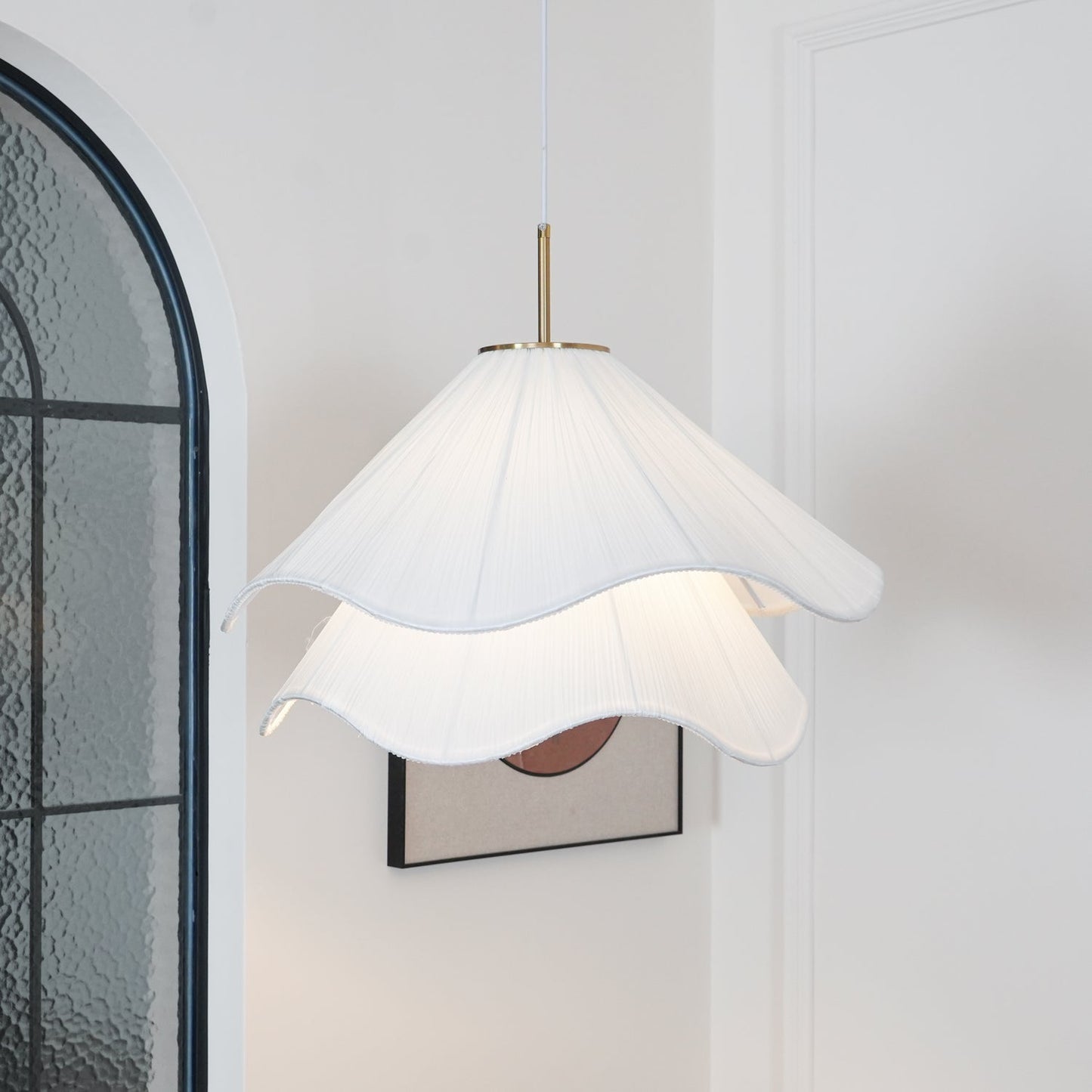 Corisande | Layered Pleated Fabric Floral Pendant Light