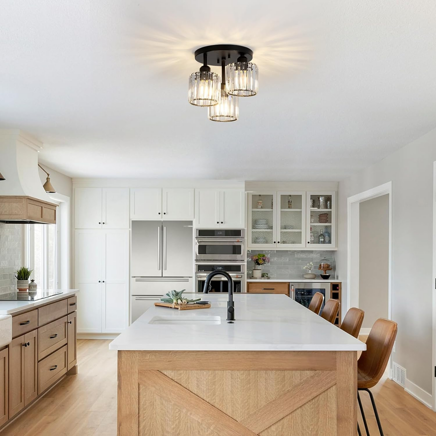 Luminera | Elegant Crystal Glass Semi Flush Ceiling Light