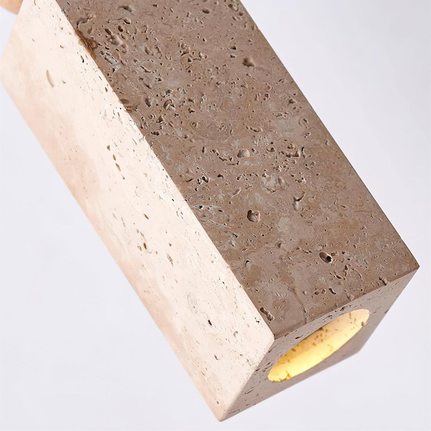 Elvara | Minimalist Nordic Travertine Wood Column Pendant Light