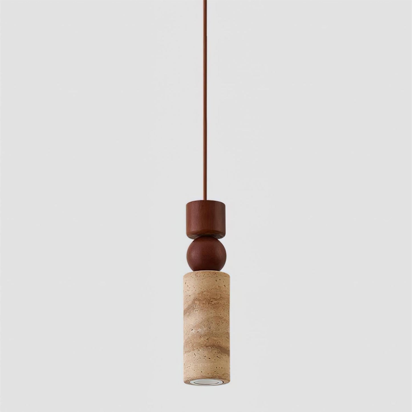Elvara | Minimalist Nordic Travertine Wood Column Pendant Light