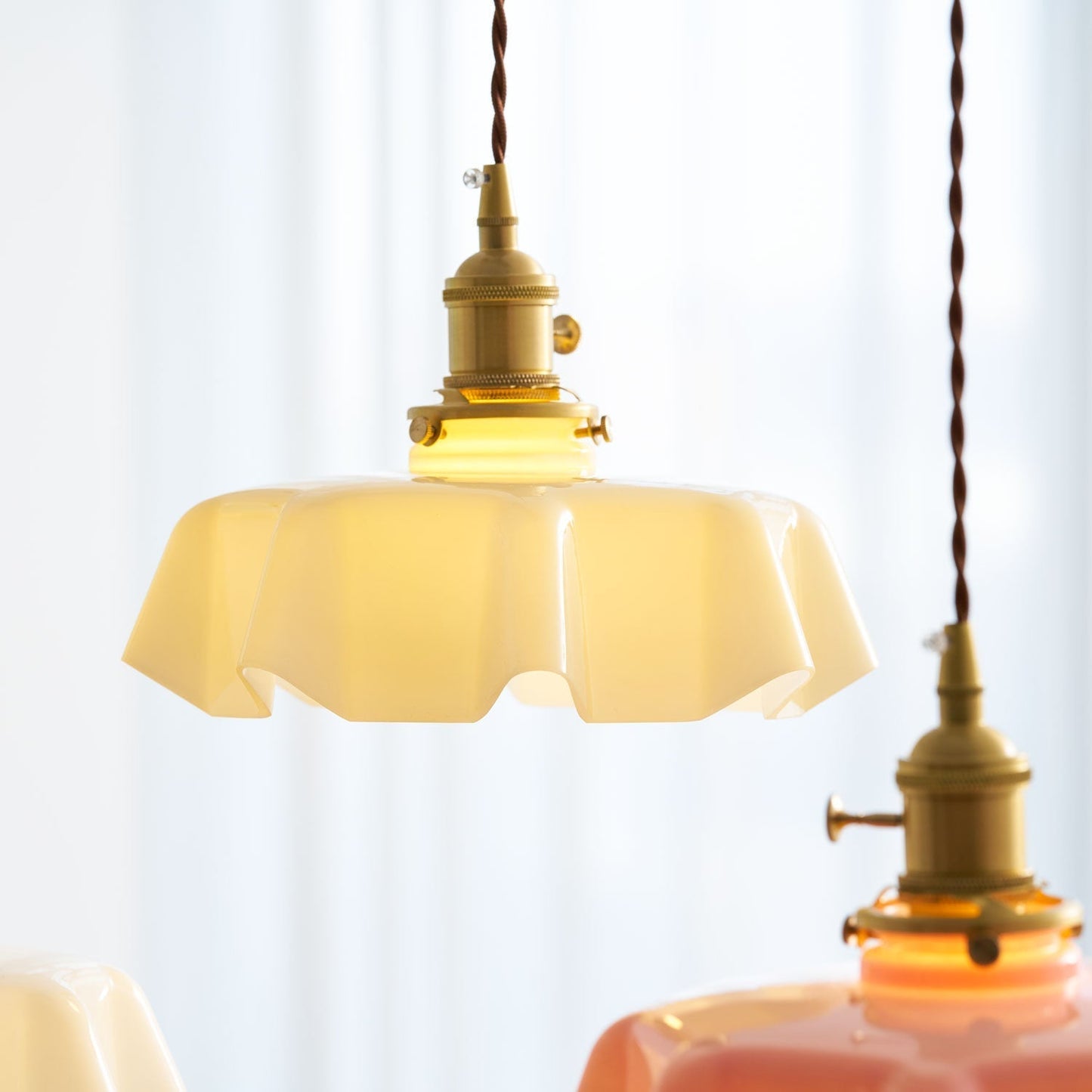 Kelvarna | Vintage Pleated Glass Fluted Pendant Light