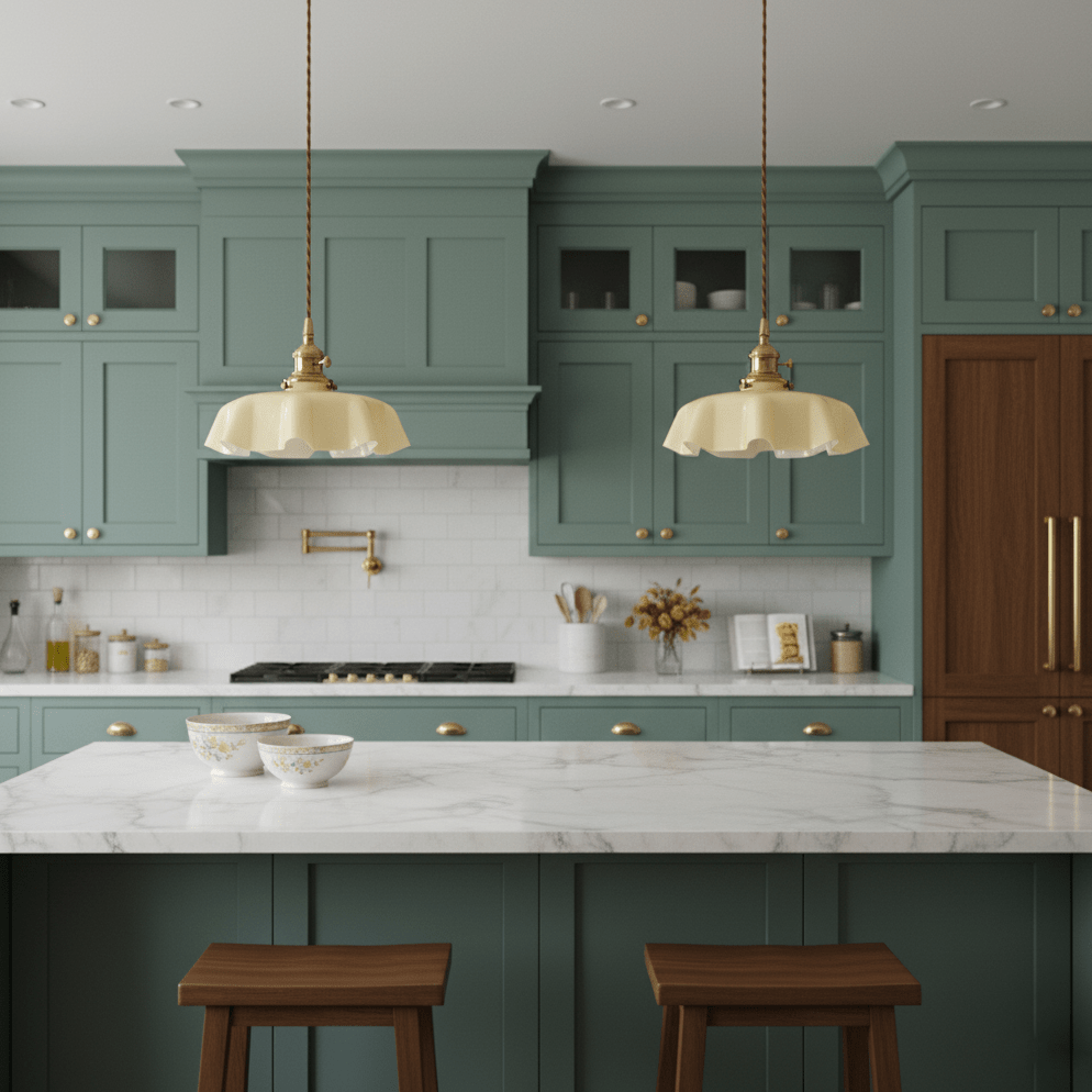 Kelvarna | Vintage Pleated Glass Fluted Pendant Light
