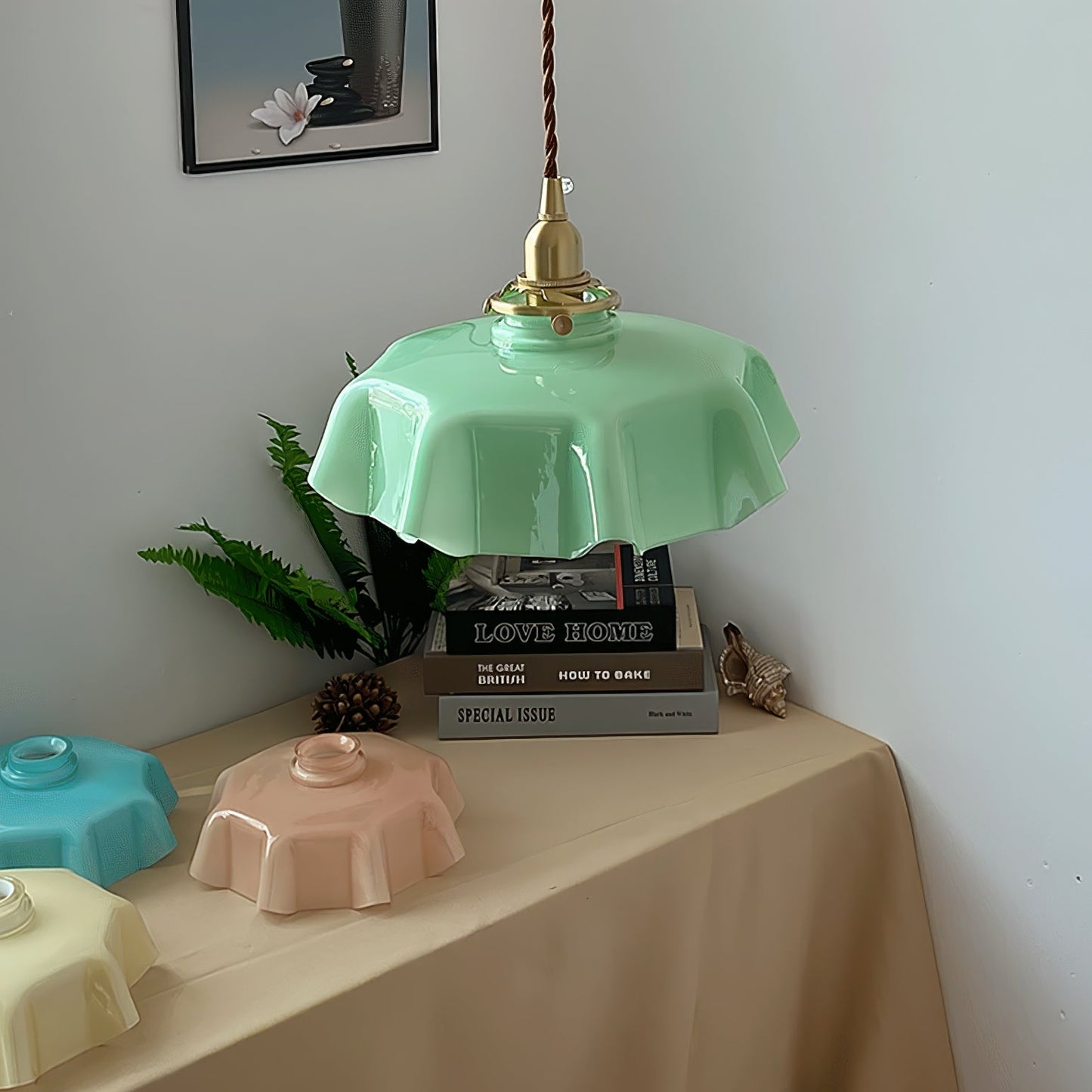 Kelvarna | Vintage Pleated Glass Fluted Pendant Light
