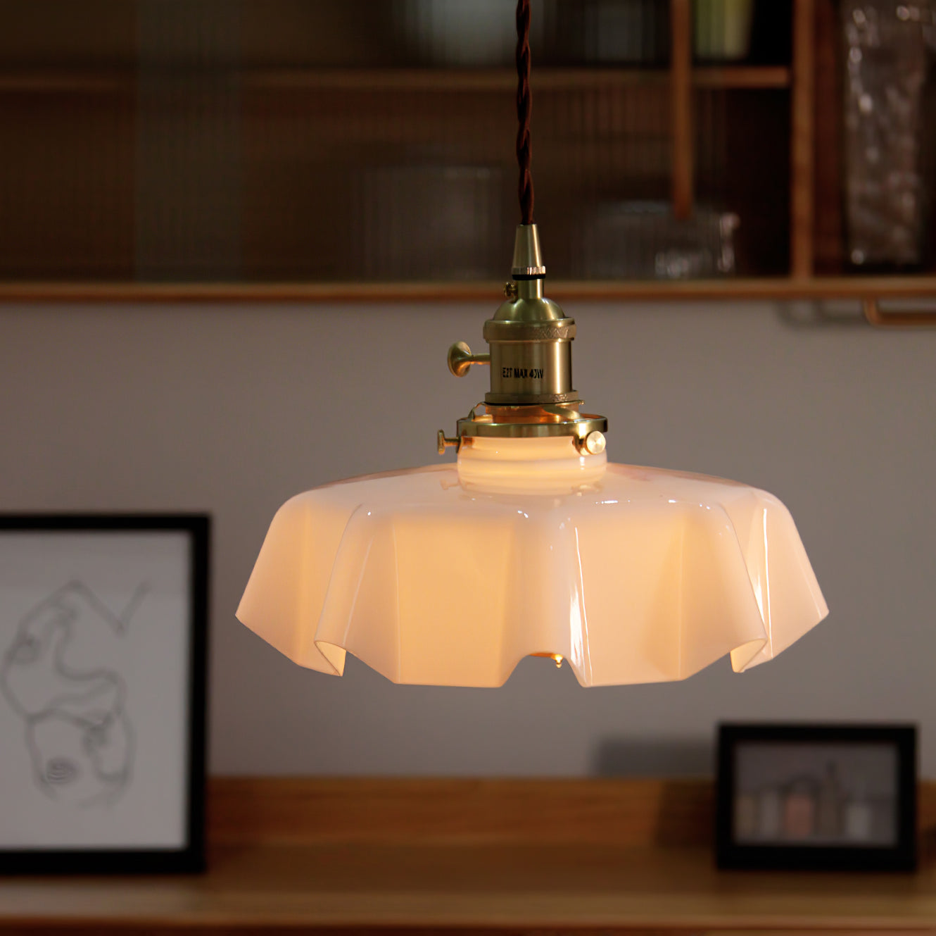Kelvarna | Vintage Pleated Glass Fluted Pendant Light