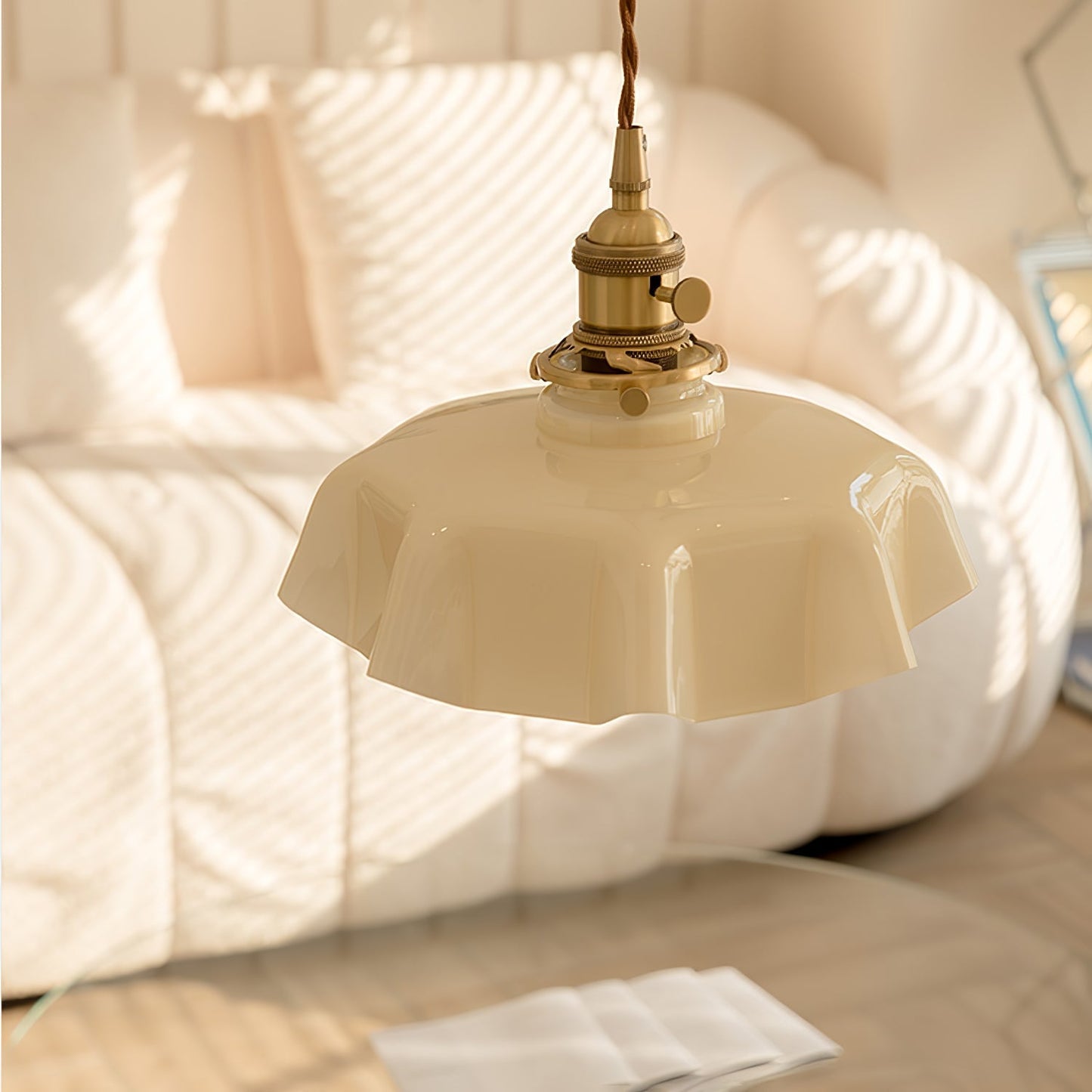 Kelvarna | Vintage Pleated Glass Fluted Pendant Light
